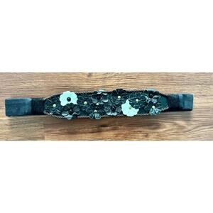 Vintage Carolyn Tanner Design Floral Black Leather Belt